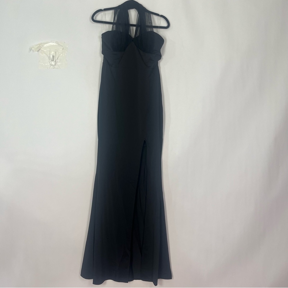 Black Mesh Halter Dress with high side slit Sz XL NWT - Picture 4 of 8